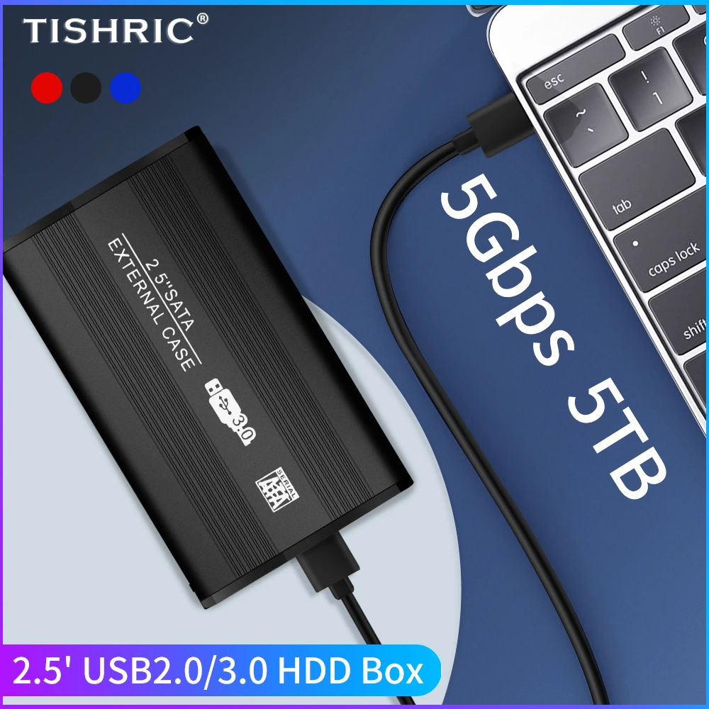 TISHRIC caja de disco duro externo para ordenador portátil, adaptador USB 2,0/3,0 para SSD, caja de bolsillo 2,5 HD Optibay 5gbps de aluminio|Estuches para discos duros| -