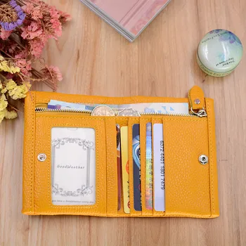 

Designer slim wallet women high quality soft genuine leather coin purse ladies wallets short credit card holder bag