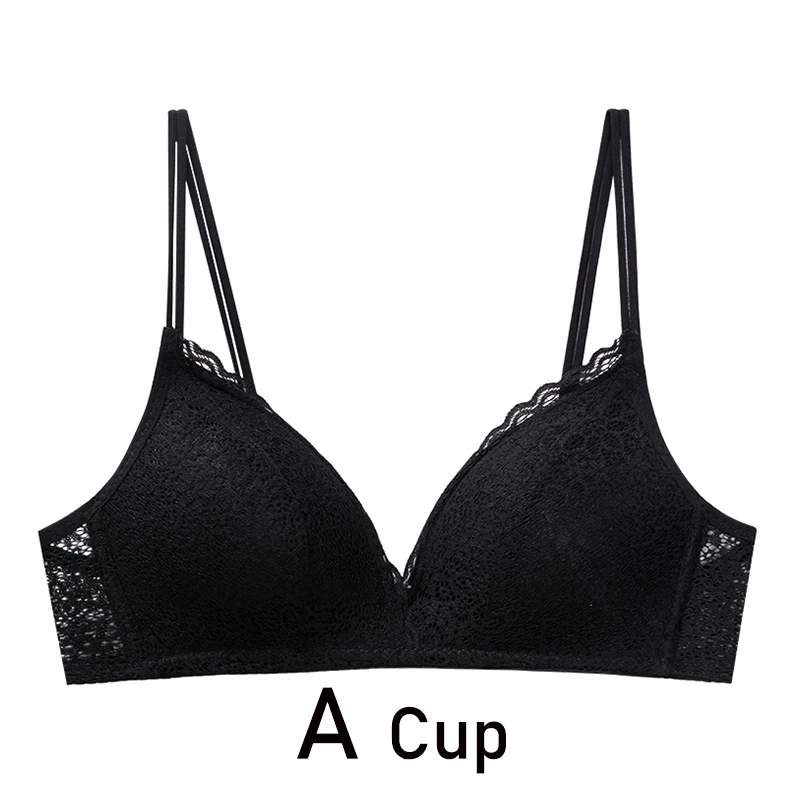 Black-A Cup Бесшовный бюстгальтер, мягкий бюстгальтер без косточек, сексуальное женское белье, без косточек, сексуальные женские бюстгальтеры, кружевные, маленькие груди, регулируют заднюю часть, 3/4 чашки AB, тонкая чашка - Цвет: Black-A Cup