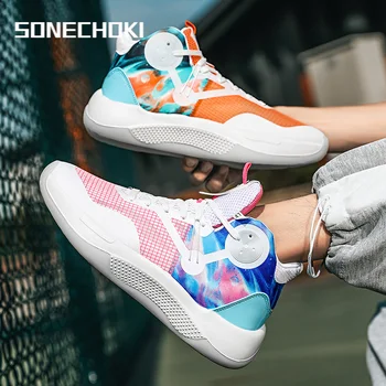 SONECHOKI High-Top Basketball Shoes Unisex Cushioning Anti-Friction Outdoor Sneakers Men Breathable Sport Shoes Women Trainer