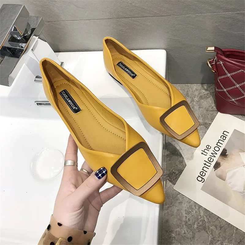 

Women's casual shoes 2019 spring and autumn new pointed square buckle lazy shoes low with women shoes shallow mouth