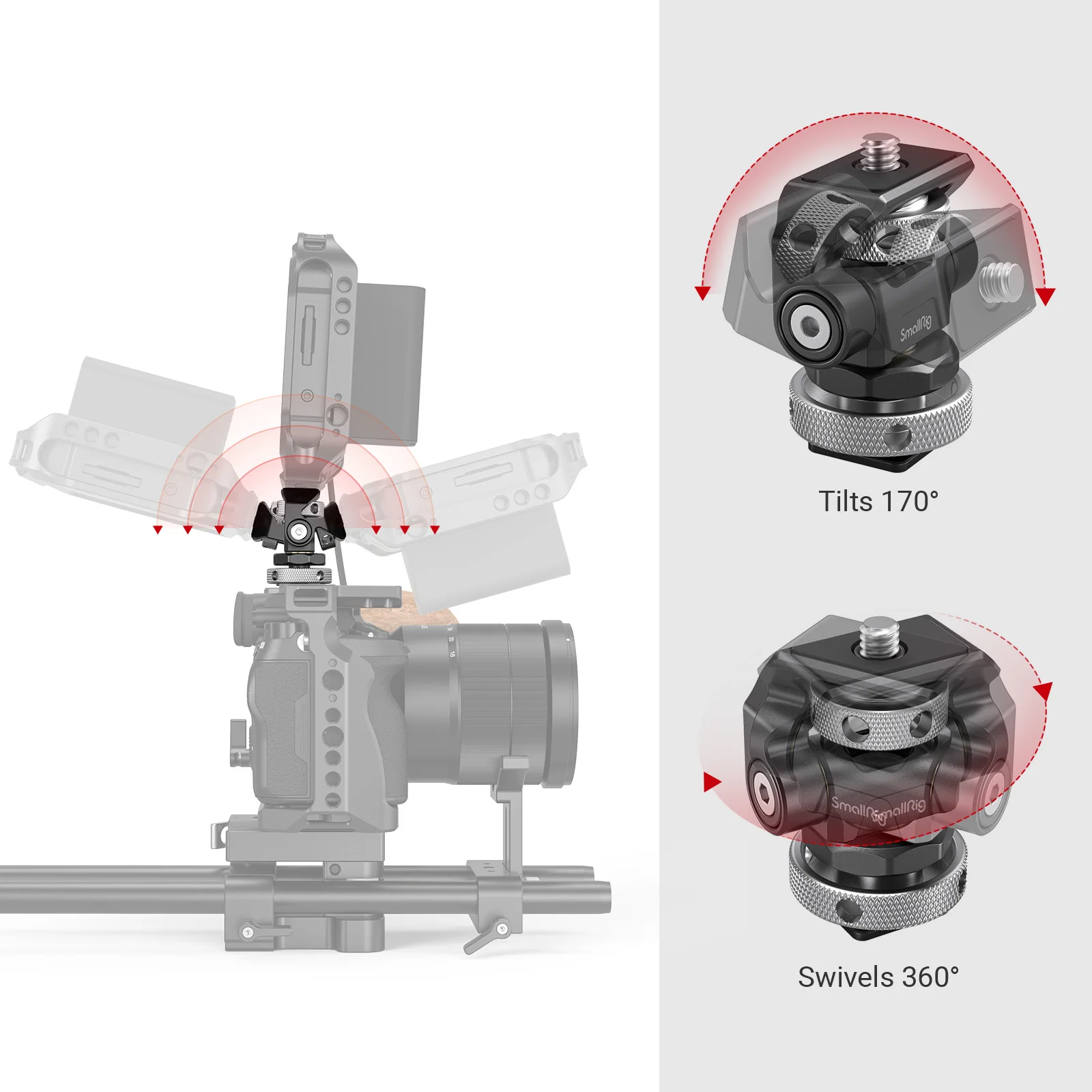 Giratória e Inclinação Montagem do Monitor com Sapato Smallrig Liberação Rápida Monitor Titular Câmera Braçadeira Ajustável Frio - Arri Otan Montagem 2905 - Image 4