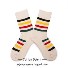 Полосатые хлопковые носки унисекс, для мужчин, женщин, девочек, с принтом носков, средней длины, Ретро стиль, плотные, мягкие, удобные носки, крутой модный подарок