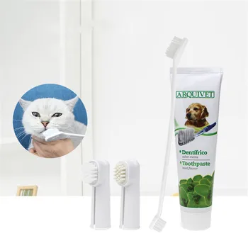 

Pet Toothbrush Set Healthy Edible Pets Toothpaste Cat Dog Oral Care Cleaning Mouth Teeth Bad Breath Puppy Finger Tooth Brush