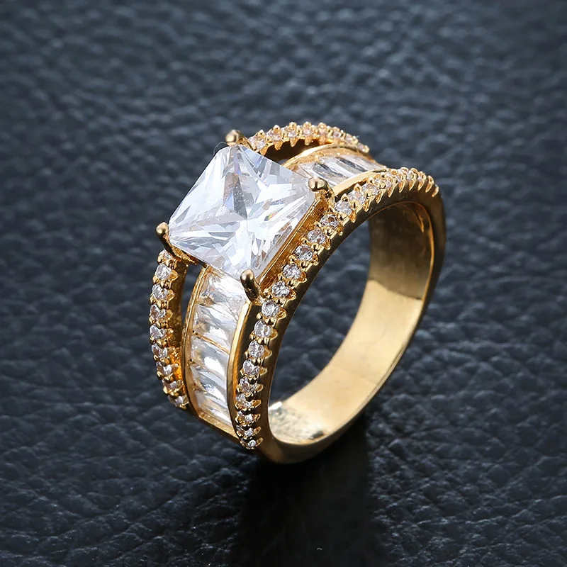 

CIBO hot style in Europe and America atmospheric square zircon AAA multilayer ring ring ring hand act the role of copper accesso