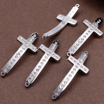 

6Pcs/Lot Cross Connectors Pendant Charms Jewelry Making Accessories For Women Men diy Bracelets Necklace Logo Engrave Maker Free