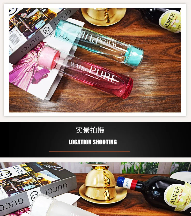 Transparent cover flower tea frosted gradient glass bottle water hydro flask insulated water bottles Brief Direct Drinking