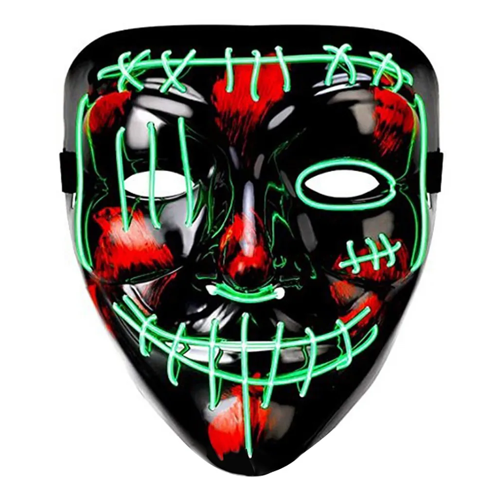 Halloween Skeleton LED Mask Glow Scary Skull cold Light Up Costume Cosplay Skull Party Masks three colors optional