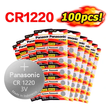 

PANASONIC 100Pcs 3V Lithium Battery Button Coin Cell CR1220 ECR1220 DL1220 LM1220 KL1220 Suitable Supports Watch Calculator