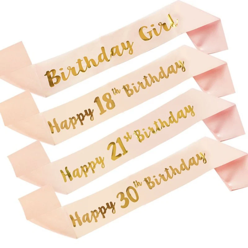 1pc Birthday Girl Sash 18 21 30 40 50 60 Happy Shoulder Strap for Party Decor | Дом и сад