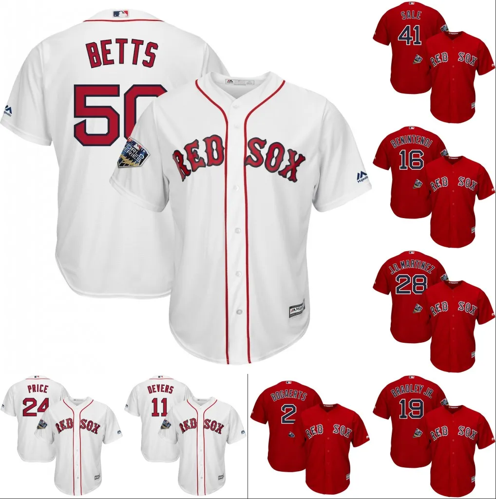 Мужчины Xander Bogaerts Boston David Ortiz Mookie Betts Andrew Benintendi Chris Sale David Price Джерси Bradley Jr World