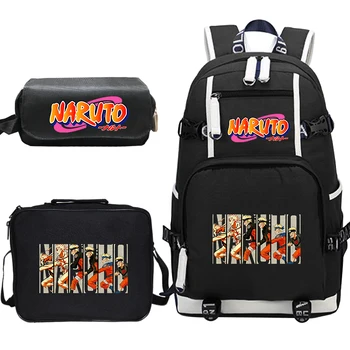

New Mochilas Anime NARUTO Backpack Sets Teenage Girls Boys Naruto Schoolbags Laptop Travel Backpacks with Pen Bag