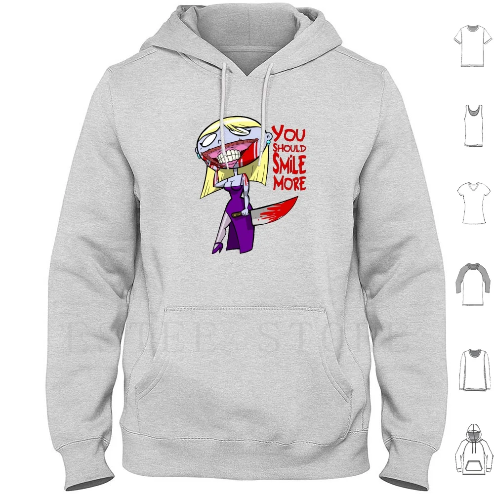 Smile More Felpa Con Cappuccio Manica Lunga Viso Zombie Twilight Bride Horror Halloween Corpse Slasher Tim Tons Inver Zim