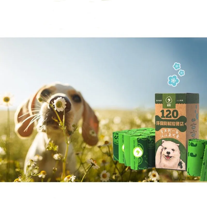 1Roll 15pcs Dog Poop Bags Earth-friendly Pet Cat Dog Waste Poop Bag Waste Pick Up Thick Garbage Bags Degradable (7)