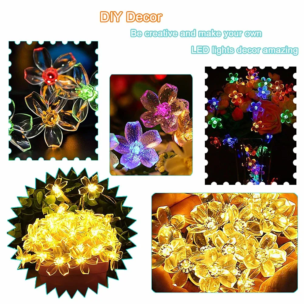 Flower LED String Luminaria Garland For photo Chrismas Lights Cherry Light Chain Fairy Lights Wedding Indoor Decor Party Festoon