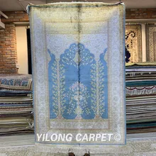 Yilong 3,3 'x5' синий ручной работы персидский дизайн ковер ручной вязки молитва Шелковый коврик(ZQG223-3.3x5