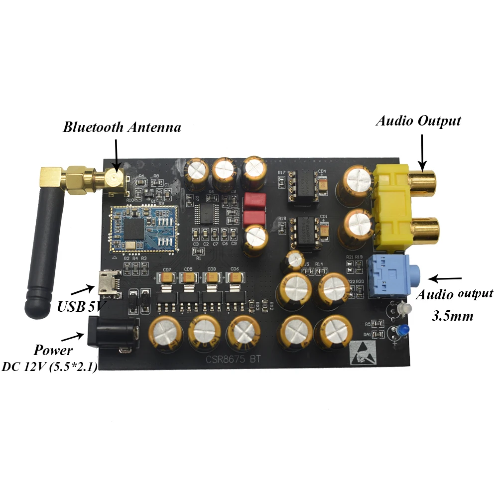 Lusya APTX HD Wireless 5.0 Bluetooth Receiver Board CSr8675+PCM5102A I2S DAC decoder board Support 