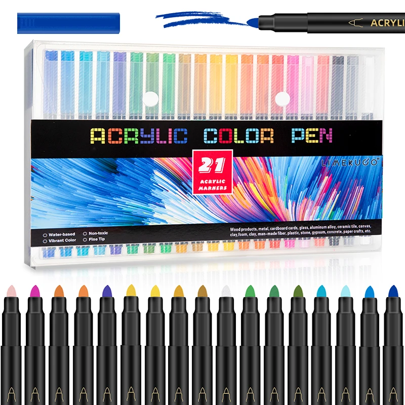 21/25 Colors Acrylic Paint Marker Pens, Permanent Pen Art Painting For Ceramic Rock Glass Metal Porcelain Mug Wood Fabric Canvas