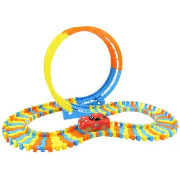 

DIY Train Railway Toy Set Building Block Track Toys Children Racing Bend Rail Track Education Construction Toys For Kids