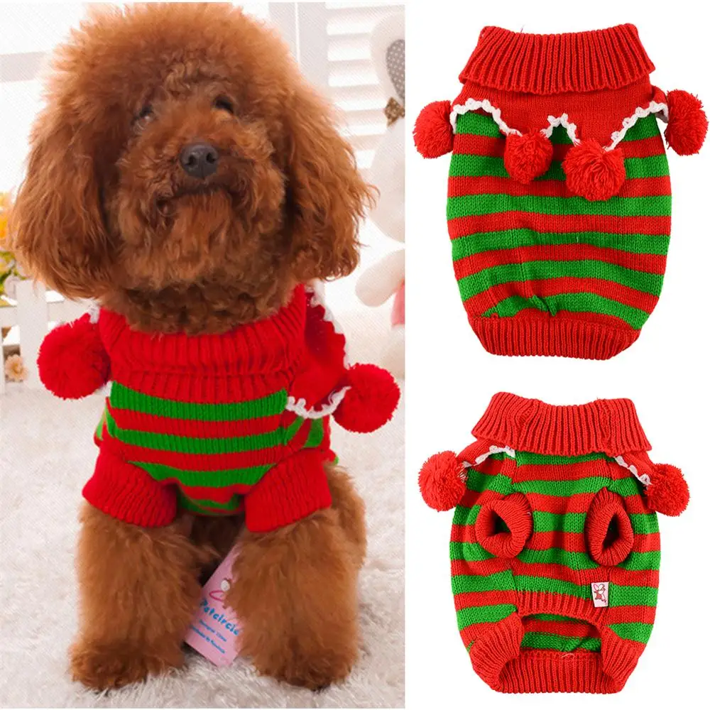 Red Green Stripe Свитер для собак L Pet Рождество красный и зеленый трикотаж - Цвет: Red Green Stripe