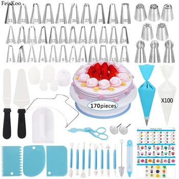 

Cake Decorating Tools Kit Turntable Pastry Nozzles For Cream Confectionery Bags Icing Piping Nozzles Tips Baking Tools For Cakes