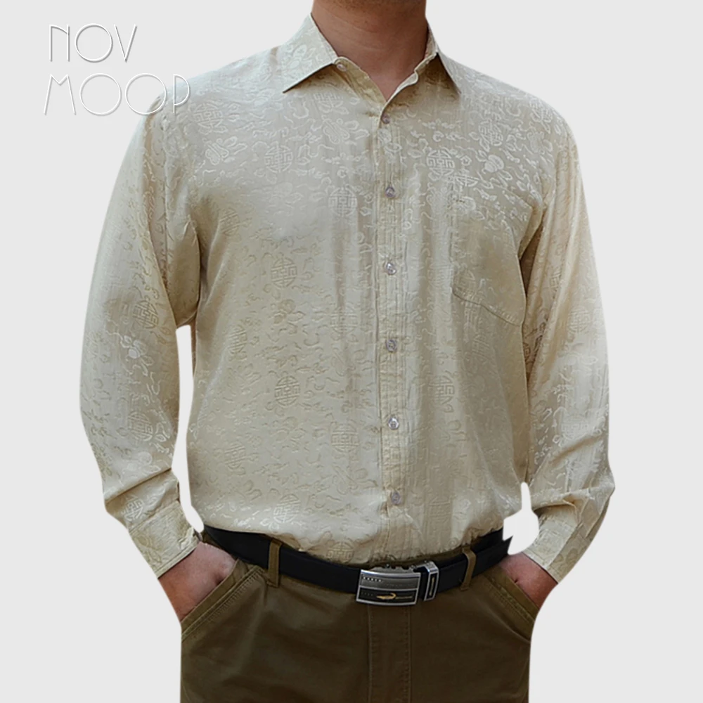 

5 Colors 100% natural silk shirt men shirts dragon jacquard chemise homm camiseta masculina camisa masculina LT380 Free shipping