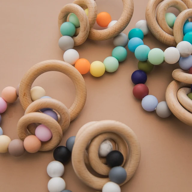 Baby Teether Bracelet Food Grade Silicone Beads Chews Toys Colorful Teething Ring Toy Montessori DIY Nursing Baby Bracelet Gift 5