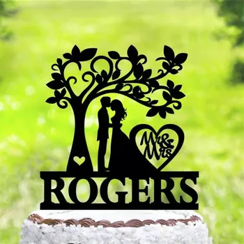

Personalized Wedding Tree Cake Topper, Rustic Wedding Bride and Groom Cake Topper Tree, Unique Mr & Mrs Custom Cake Topper