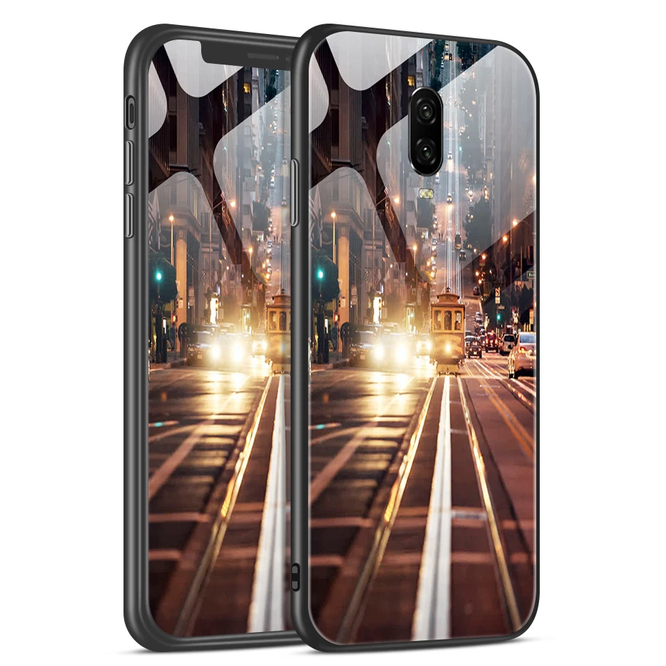 W309 Для OnePlus 6 6-7 лет, 7Pro звездным узором закаленное Стекло чехол для телефона для 1+ 6 6-7 лет, полный защитный TPU силиконовая окантовкка сзади жесткий корпус - Цвет: W309