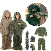TPRPST дети Ghillie костюм PUBG охотничья одежда Камуфляж Военный Набор Камуфляж Пончо тактическая форма Снайпер невидимость плащ
