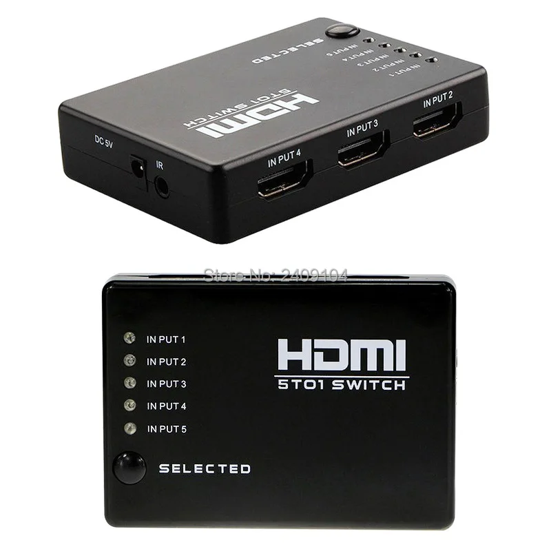 20 шт./лот Мини 5 Порт 1080P видео HDMI выключатель HDMI делитель с ИК Удаленный разделитель коробка для HDTV PS3 DVD