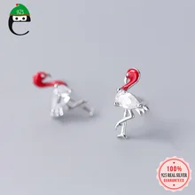 ElfoPlataSi 925 пробы серебряные милые Фламинго с CZ серебряные серьги для женщин Подростковая Девочка Малыш леди ювелирные изделия оптом ED08