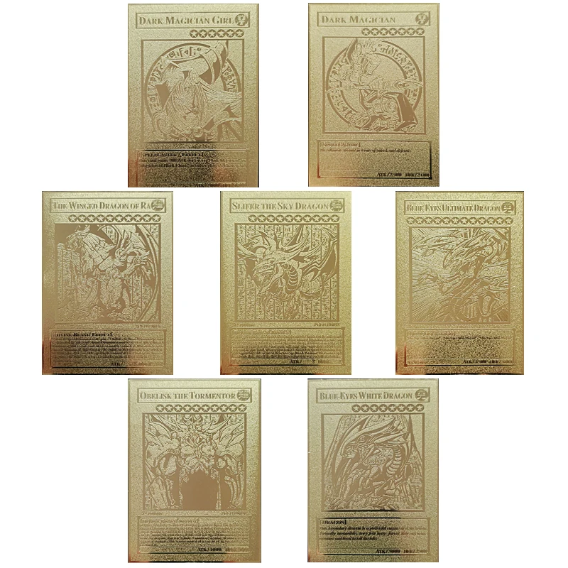 

YU GI OH Anime Peripheral Game Fight Card Gold Metal Card Action Figure Collection Card Kids Toy Gift