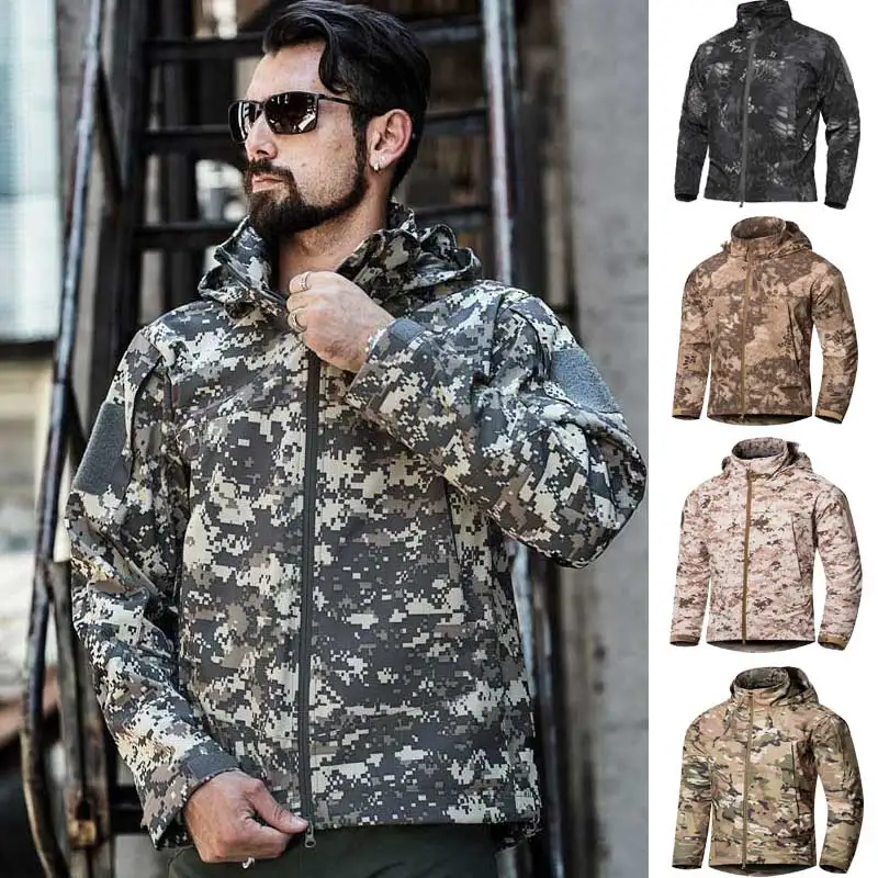 

PAVE-HAWK softshell windbreaker camouflage waterproof man Thermal Hoodie Jackets Tactical Outdoor military uniform hiking