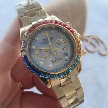 

Rolex- Men's luxury steel watchband wrist Watch New fashion quartz watch Gift Limited edition men's Watch Ord92