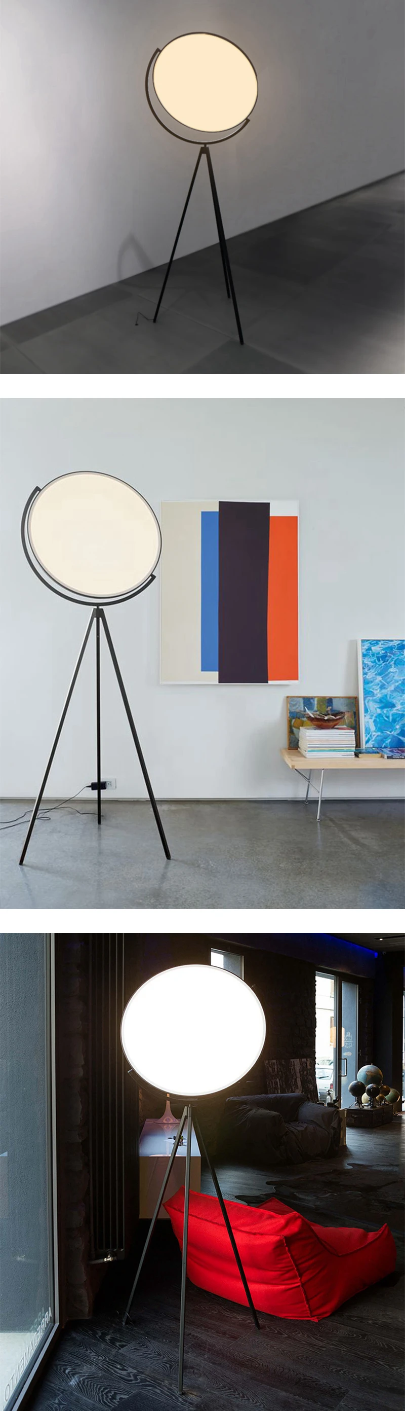 New Arrival Classical Floor Lamp Design Creative Floor Mirror Light Foyer Home Hotel Black White Standing Lamp Lighting Fixture