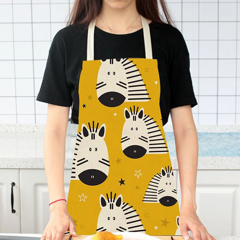 Silstar Tex Zebra Apron Animal Printed Woman Waterproof Aprons For Home Kitchen Cooking Baking Cleaning