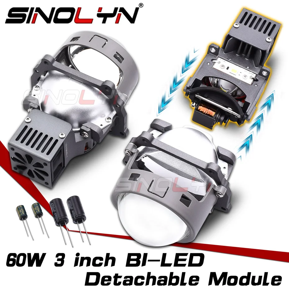 US $150.40 Bi LED Projector Lens 60W LED Lights 7520LM 30 Detachable Module Dual Reflector Headlight Hella 3R G5 Bracket For Car Products