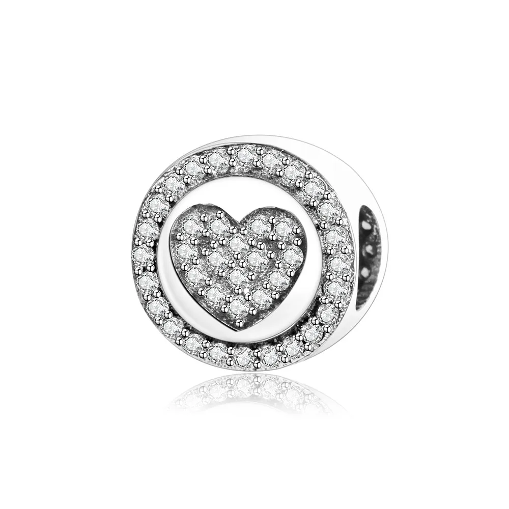 V mém srdci 925 mincový stříbrný kouzelný korálek DIY přívěsek šperky Fit originální Pandora kouzlo náramek Valentýn dárek Berloque