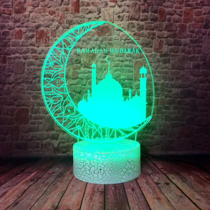 Eid Mubarak Модель 3D иллюзия светодиодный настольный ночной Светильник красочный светильник исламский Рамадан Mubarak флэш-игрушки для вечерние