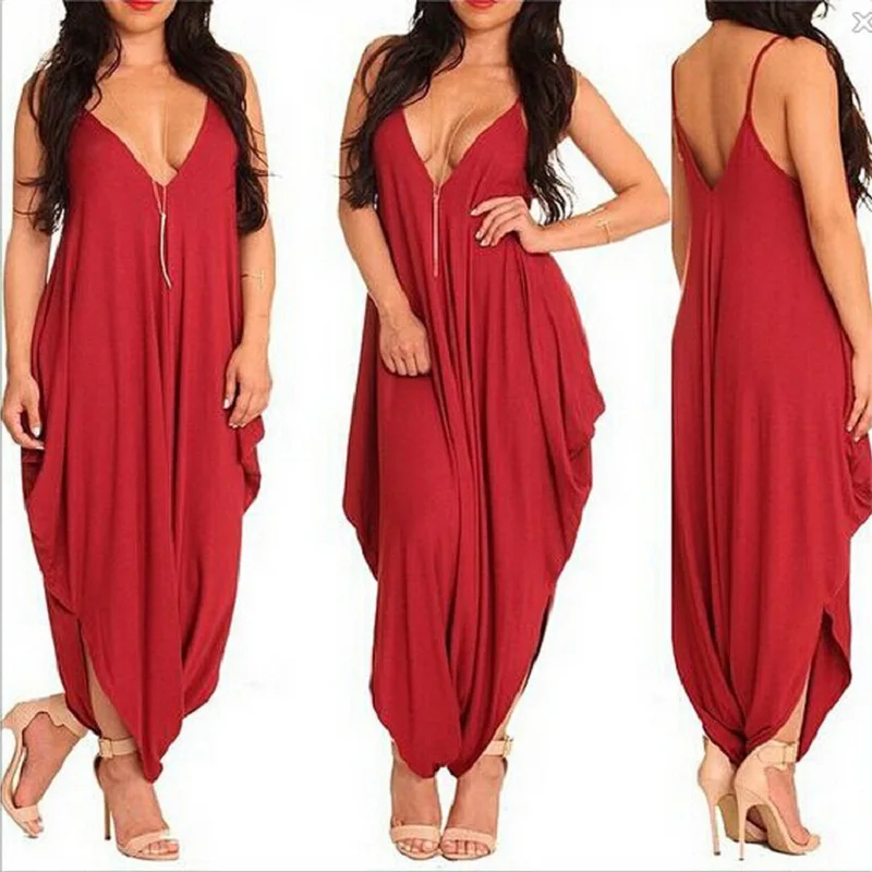 

Women Deep V Fitted Sexy Bodycon Jumpsuit Nightclub For Women Romper Female Sleeveless Solid Color Jumpsuits F98