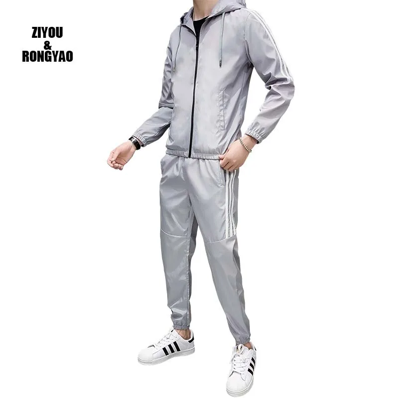 

2020 Workwear Jacket Men's Hooded Jacket+Pants 2PC Setssuit men's popular logo hip-hop sport leisure clothes Coat & Long Pants