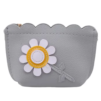 

Cute Flower Small Purse PU Leather Wallet Zip Bag Child Girls Boys Mini Wallet Lovely Portable Handbag Change Pouch Key Holder
