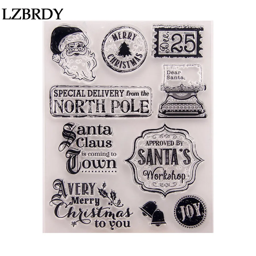

2019 New Santa Claus Merry Christmas Letters Calendar Clear Stamps for Scrapbooking Card Making Christmas Rubber Stamps