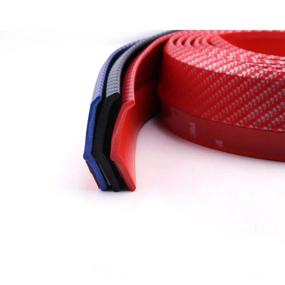 Car Door Bumper Carbon Fiber Rubber Lip 65mm Width Strip 2.5m Car Bumper Lip Strip Protectors Splitter Body Kits Spoiler Bumpers