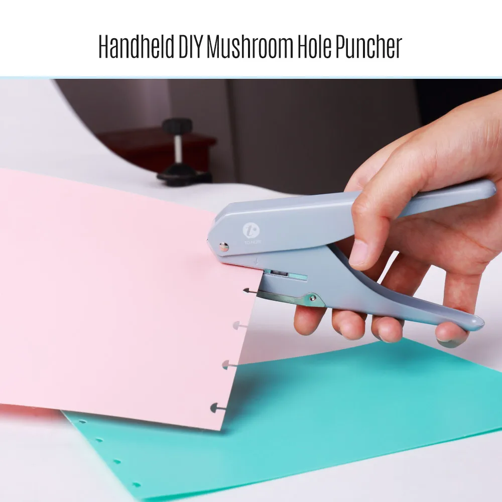 

KW-trio Handheld DIY Mushroom Single Hole Punch Puncher Paper Cutter with Ruler for Office Home School Students