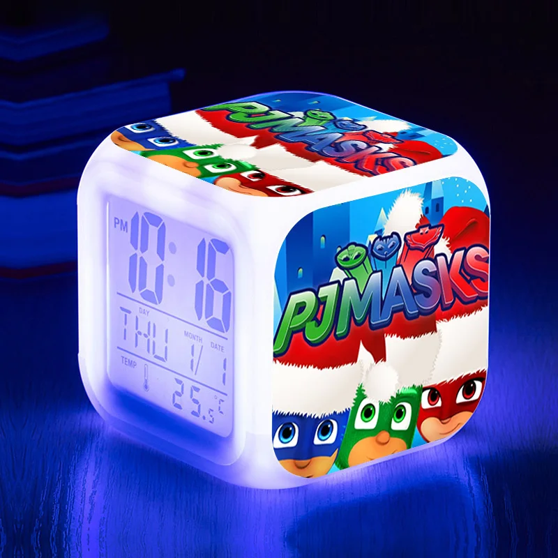 Pj Masks СВЕТОДИОДНЫЙ Красочный ночной Светильник с мультяшным рисунком, будильник, кошачий патруль, овлетка, Гекко, Pj Mask Juguete, часы, игрушки для детей, подарок на день рождения