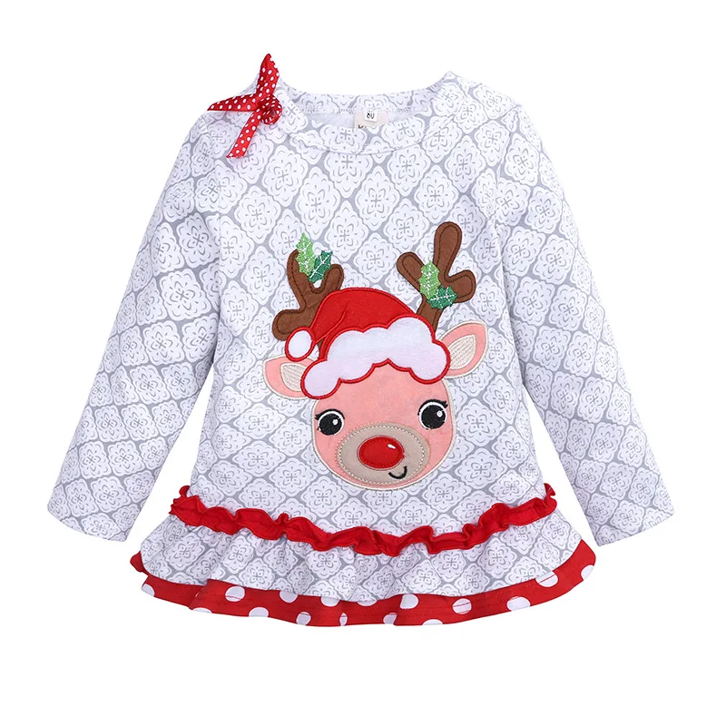 Herbabe/Рождественские наряды для маленьких девочек 2 предмета, футболка с лосем и длинными рукавами, штаны комплекты детской одежды От 1 до 5 лет Детские Рождественские костюмы