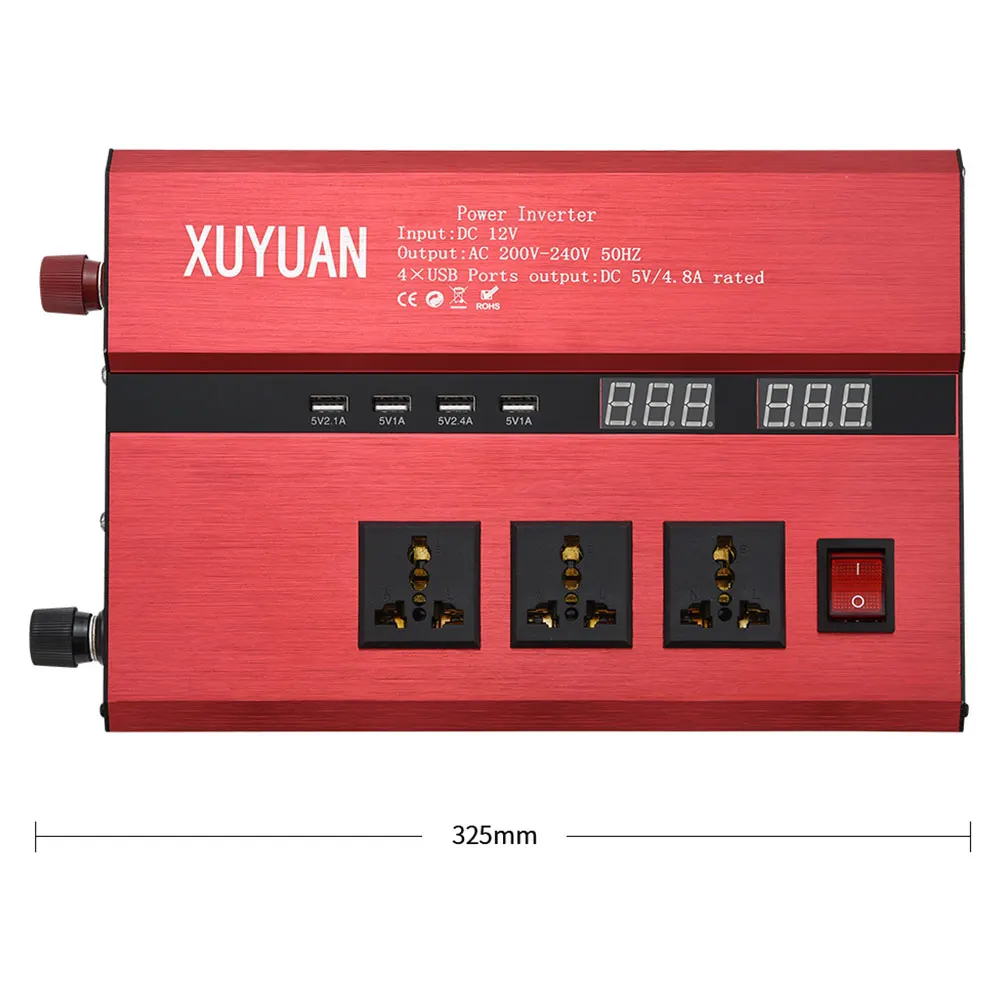 Vehemo солнечный Мощность инвертор DC12V/24 В к AC110/220 В адаптер конвертер авто Инвертор из алюминиевого сплава преобразователи автомобильный инвертор светодиодный