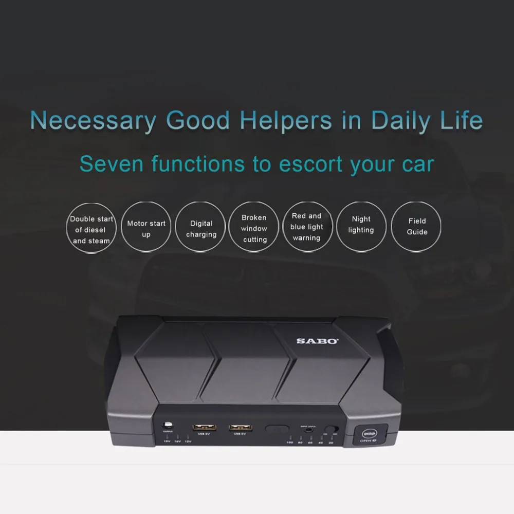 New A7S Super Power Car Jump Starter Power Bank Car Battery Booster Charger Portable 12V Starting Device Petrol Diesel Car